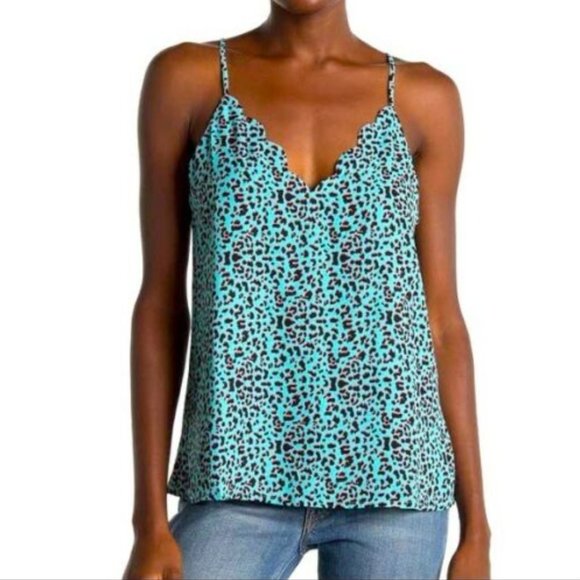 Socialite Scallop Cami Blue Animal Print - Size Large - NWOT - Picture 2 of 7